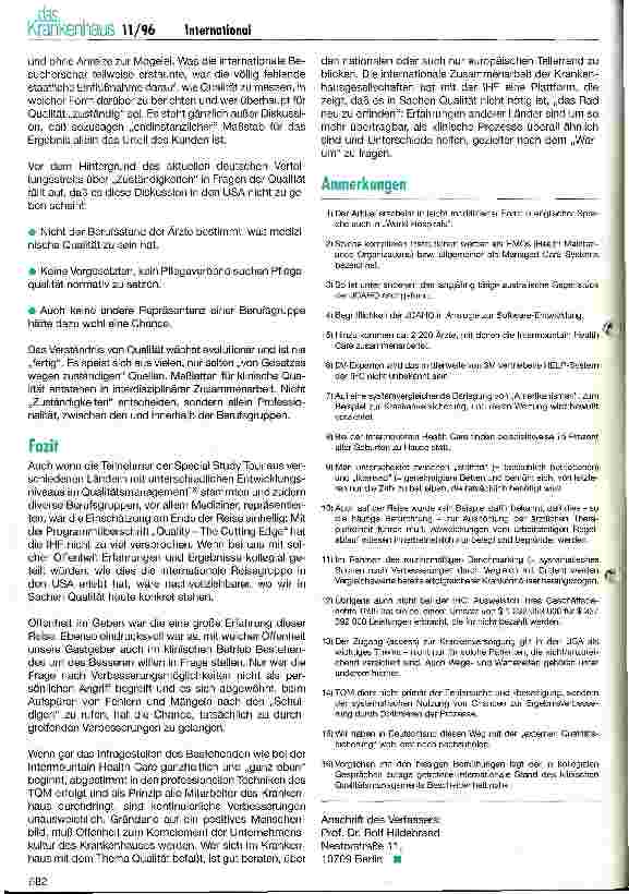 Vorschauseite 6: Quality - the Cutting Edge Bericht über eine Studienreise der International Hospital Federation