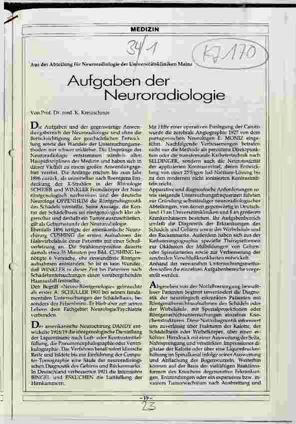 Vorschauseite 1: Aufgaben der Neuroradiologie