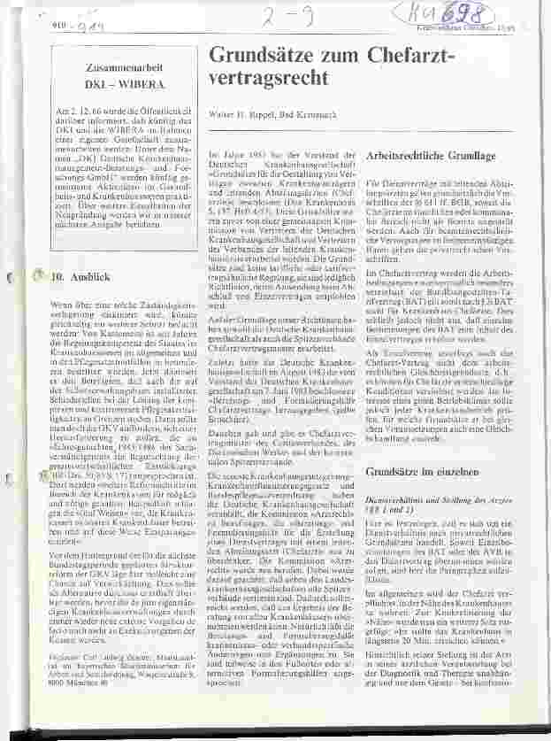 Vorschauseite 1: Grundsätze zum Chefarztvertragsrecht