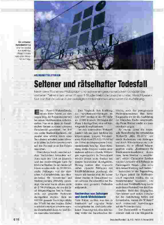 Vorschauseite 1: Seltener und rätselhafter Todesfall