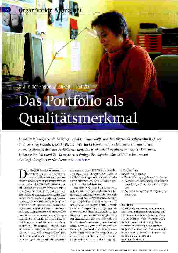 Vorschauseite 1: Das Portfolio als Qualitätsmerkmal