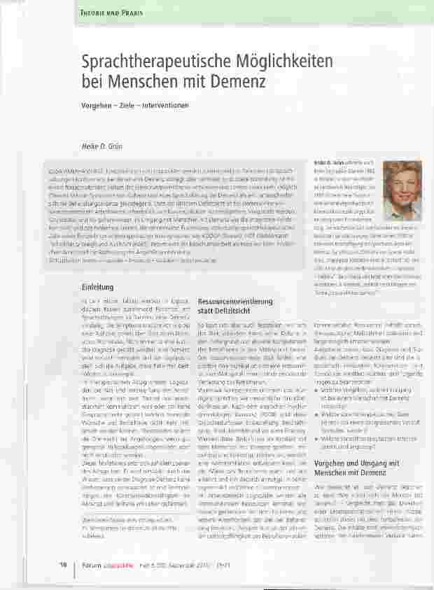 Vorschauseite 1: Sprachtherapeutische Möglichkeiten bei Menschen mit Demenz