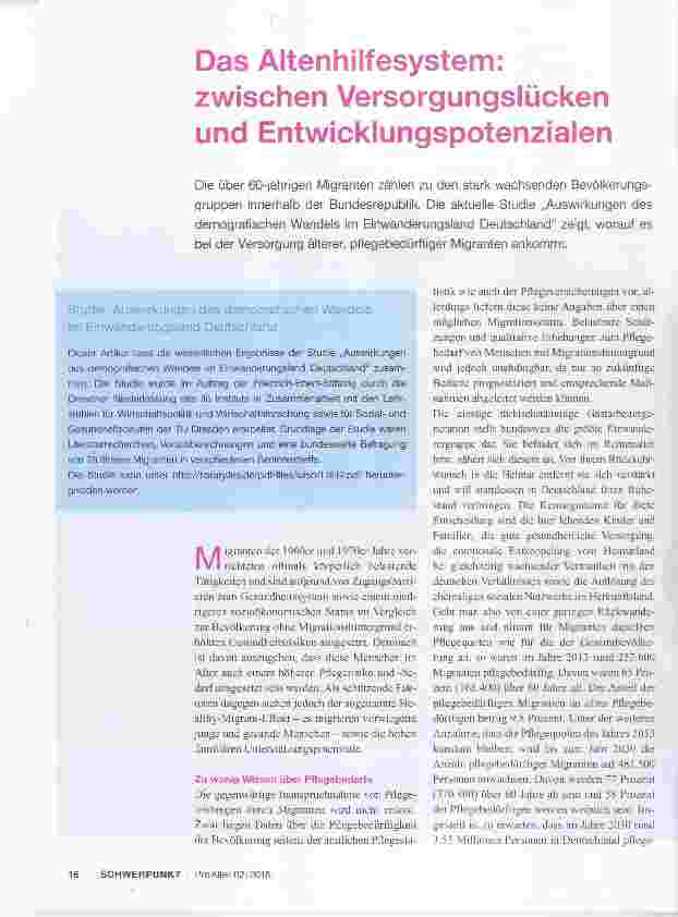 Vorschauseite 1: Das Altenhilfesystem: zwischen Versorgungslücken und Entwicklungspotenzialen