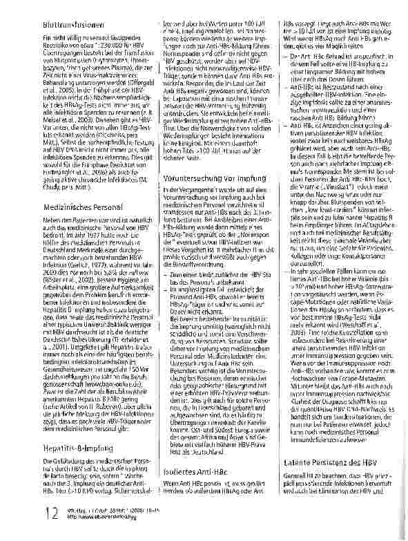 Vorschauseite 3: Übertragung von Hepatitis-B-Viren in der Medizin