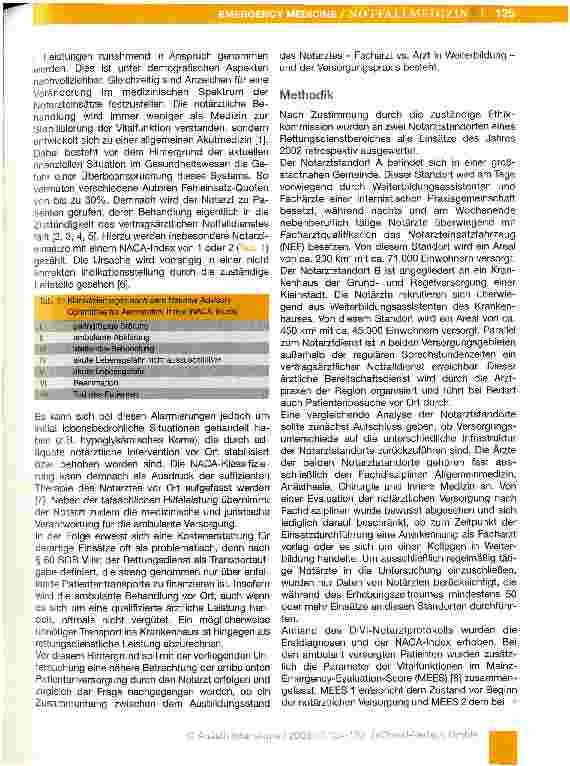 Vorschauseite 2: Ambulante Patientenversorgung durch den Notarzt: Qualifikationsmerkmal oder nur Fehleinsatz?