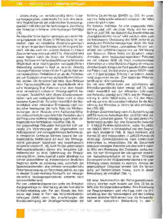 Vorschauseite 6: Ambulante Patientenversorgung durch den Notarzt: Qualifikationsmerkmal oder nur Fehleinsatz?