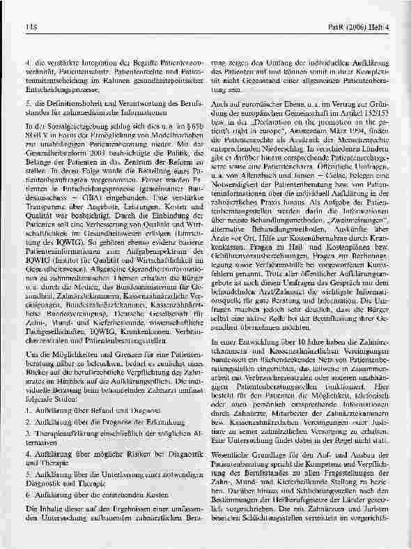 Vorschauseite 3: Patientenbeteiligung, Patientenberatung versus Zweite Meinung in der Zahnmedizin*