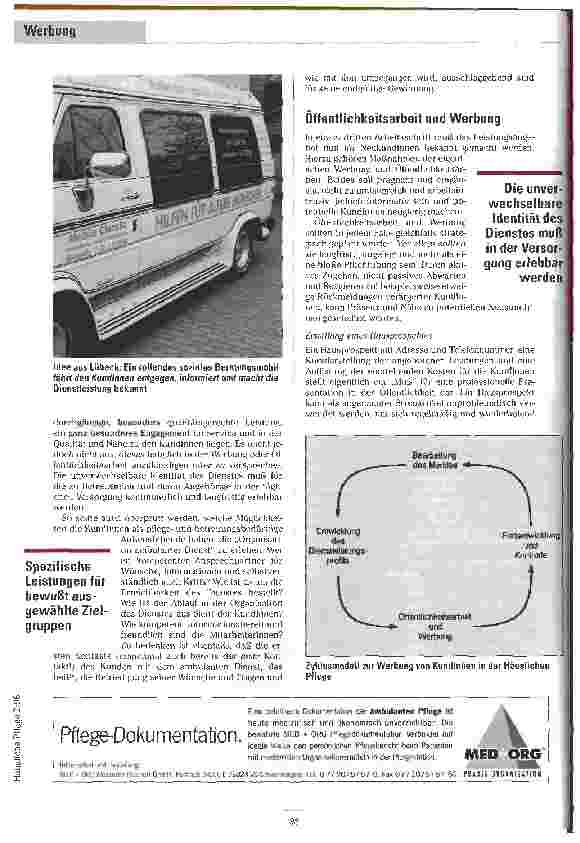 Vorschauseite 3: Positionen im Markt erobern Werbung von KundInnen in der Häuslichen Pflege