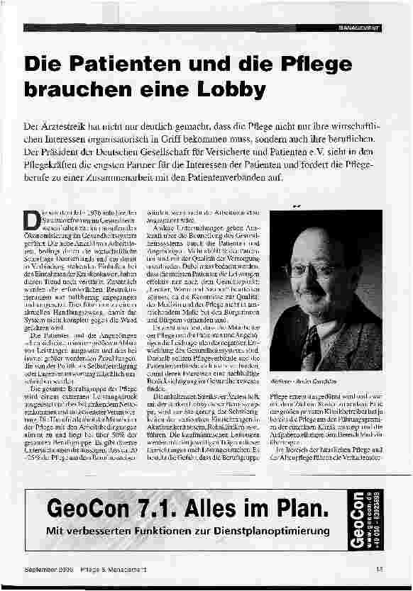 Vorschauseite 1: Die Patienten und die Pflege brauchen eine Lobby