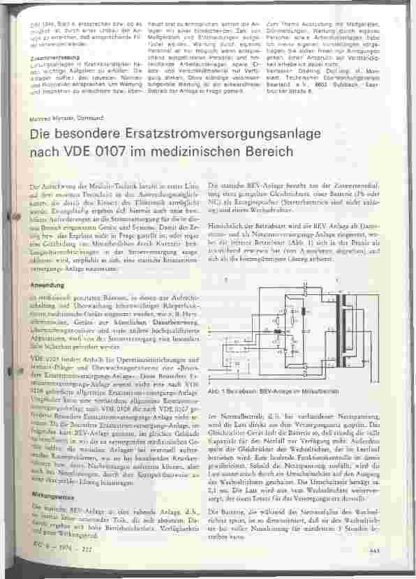 Vorschauseite 1: Die besondere Ersatzstromversorgungsanlage nach VDE 0107 im medizinischen Bereich