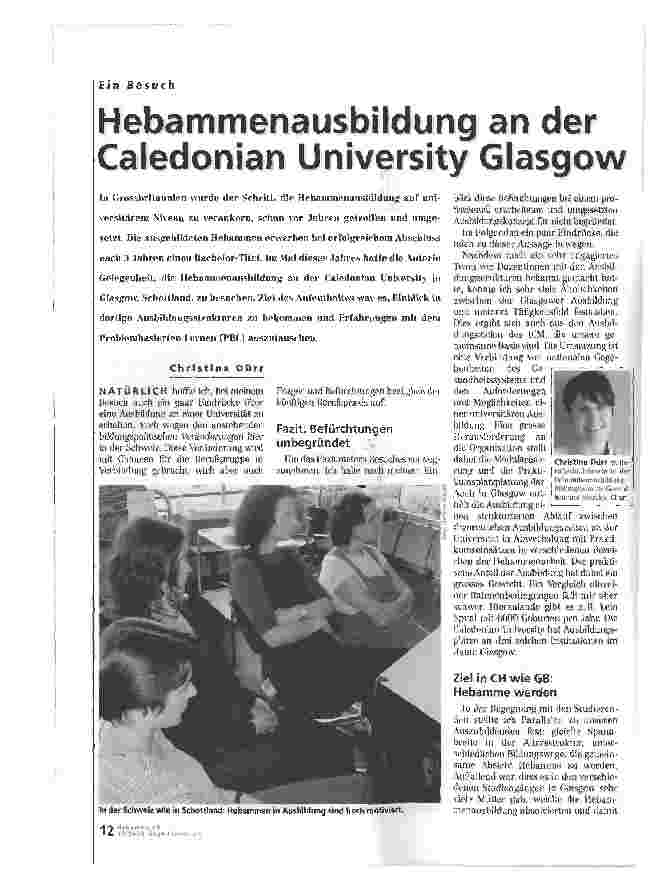 Vorschauseite 1: Hebammenausbildung an der Caledonian University Glasgow