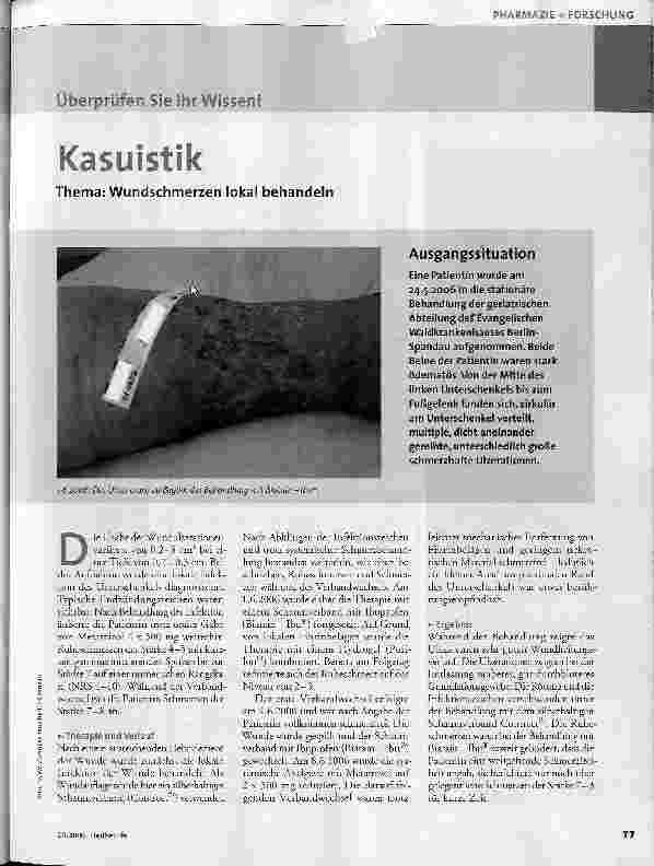 Vorschauseite 1: Kasuistik - Thema: Wundschmerzen lokal behandeln