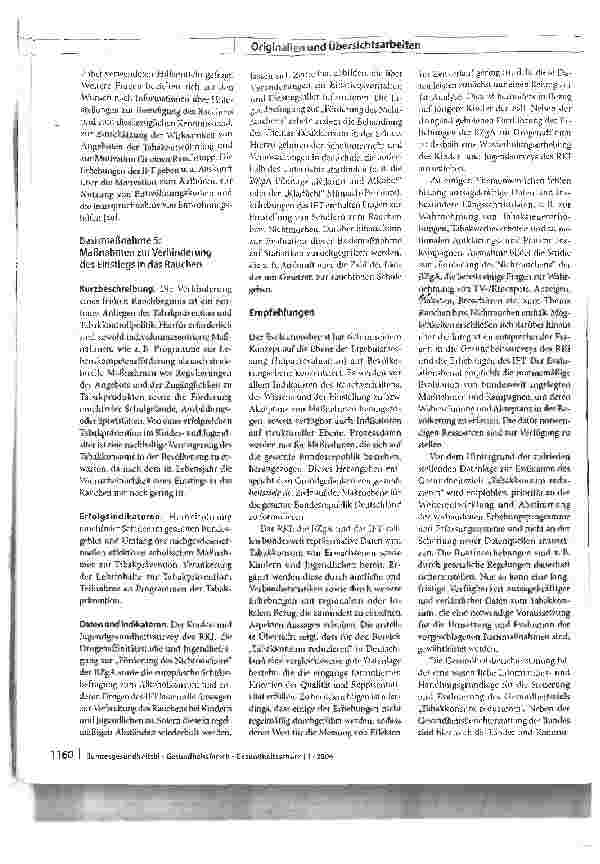 Vorschauseite 6: Evaluation des GesundheitszielsTabakkonsumreduzieren