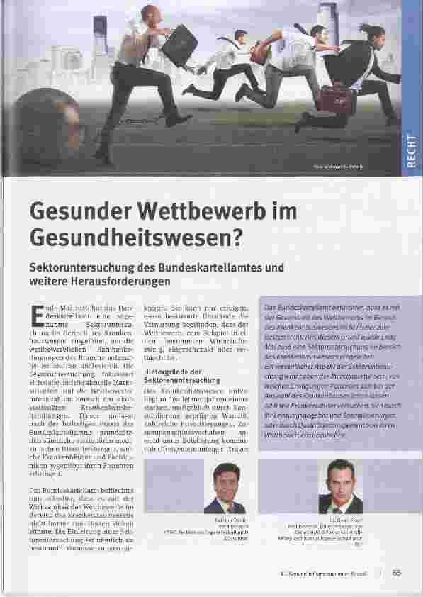 Vorschauseite 1: Gesunder Wettbewerb im Gesundheitswesen? Sektoruntersuchung des Bundeskartellamtes und weitere Herausforderungen