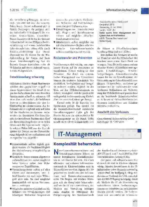 Vorschauseite 2: Krankenhäuser können sich schützen