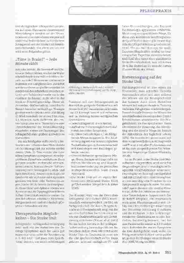 Vorschauseite 2: Update Schlaganfall Neues zur Pflege auf der Stroke Unit