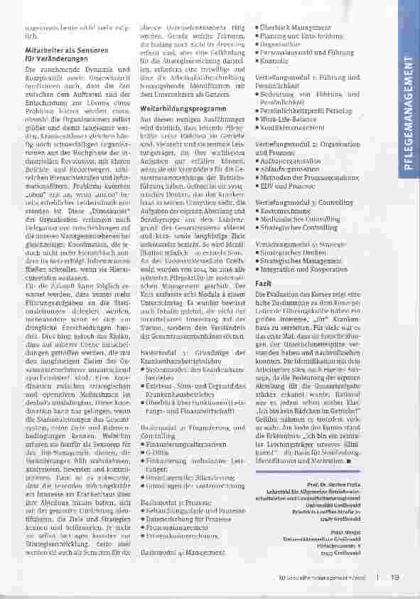 Vorschauseite 3: Rädchen im Getriebe oder systemische Leistungsträger? Erfahrungen mit einer Ausbildung im systemischen Management für Leitende Pflegekräfte