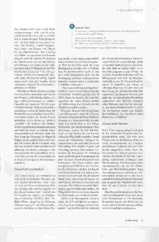 Vorschauseite 2: IT-gestütztes Lean Management in Kliniken Endlich effizient