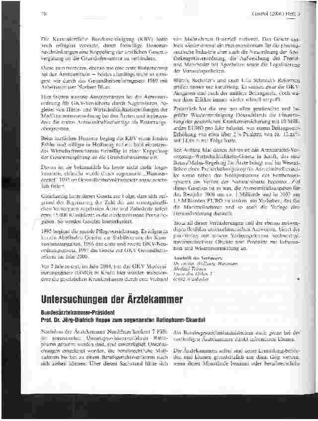 Vorschauseite 1: Untersuchungen der Ärztekammer