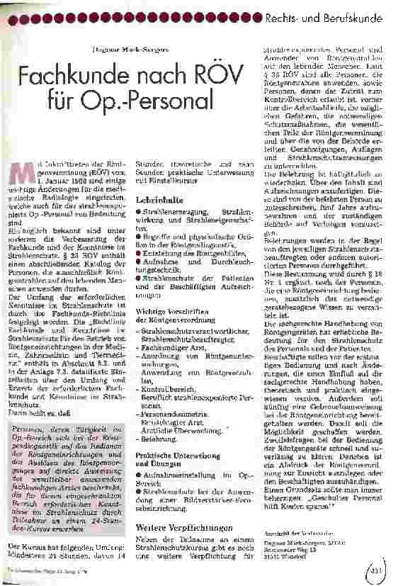Vorschauseite 1: Fachkunde nach RÖV für Op.-Personal