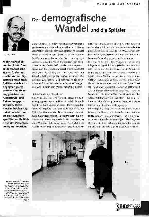 Vorschauseite 1: Der demografischeWandel und die Spitäler