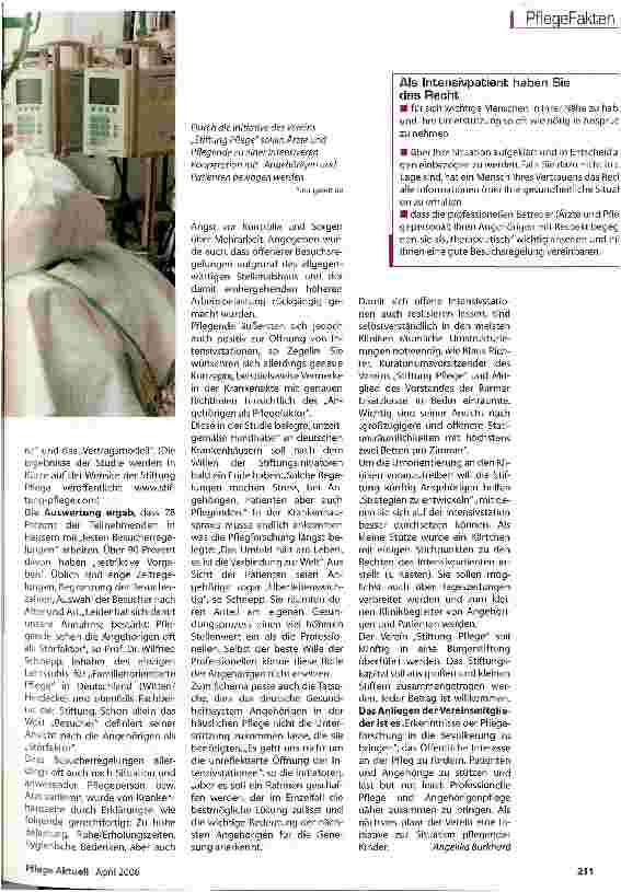 Vorschauseite 2: Besuch erbetenInitiative zur Öffnung der Intensivstationen