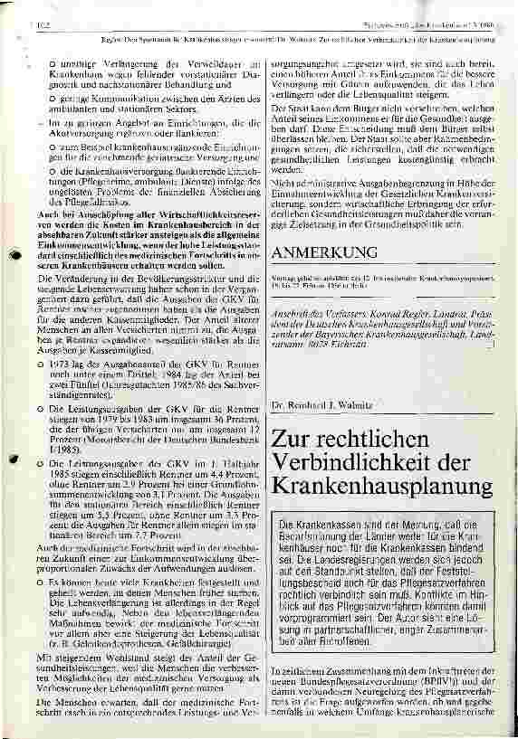 Vorschauseite 1: Zur rechtlichen Verbindlichkeit der Krankenhausplanung