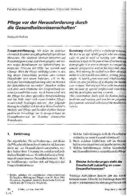 Vorschauseite 1: Pflege vor der Herausforderung duch die Gesundheitswissenschaften