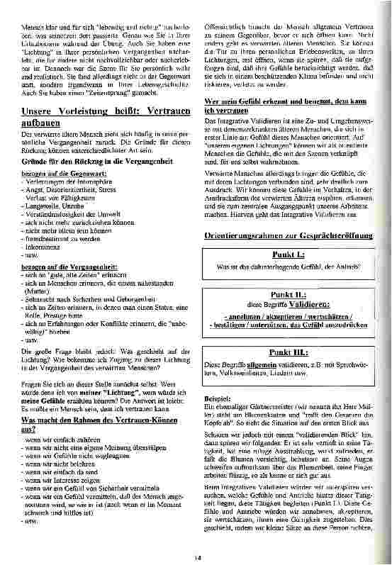 Vorschauseite 2: Freiräume für Verwirrte schaffen: Einfühlen - Verstehen - Handeln Umgang mit Verwirrten und Möglichkeiten durch die Integrative Validation