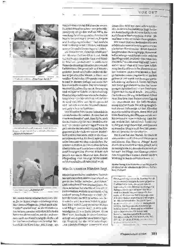 Vorschauseite 4: Sehen und BesinnenDie Ausstellung PflegeKunst und die Kunst der Pflege