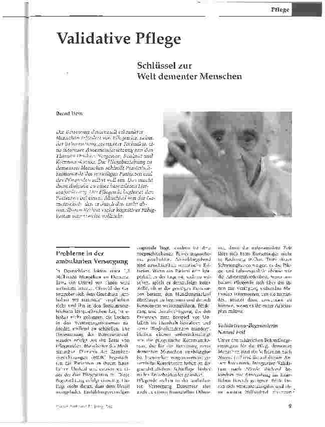 Vorschauseite 1: Validative PflegeSchlüssel zur Welt dementer Menschen