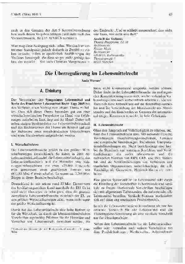 Vorschauseite 3: Weil nicht sein kann, was nicht sein darfNochmals: Zum Vorrang des Europarechts bei der Privatisierung der Lebensmittelüberwachung