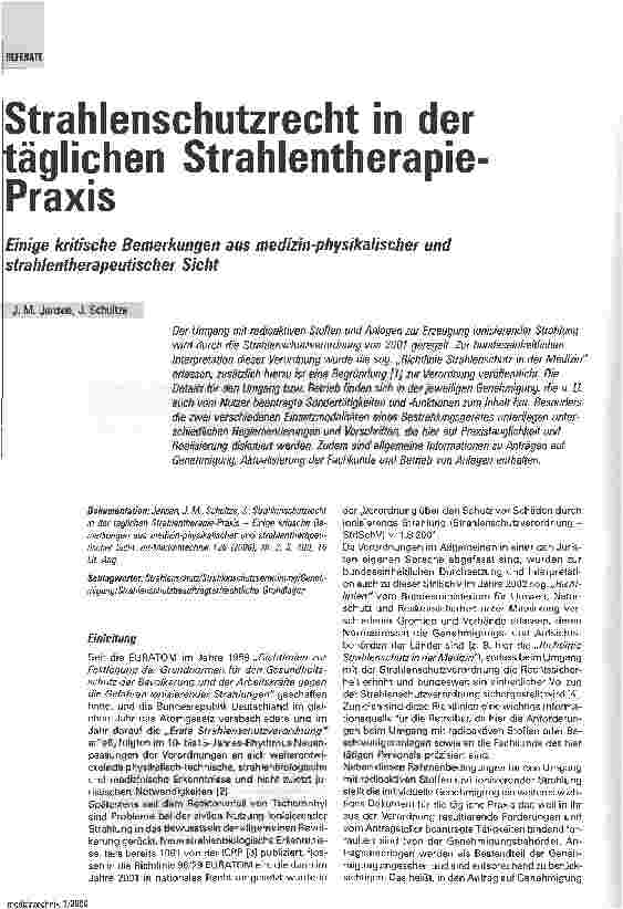 Vorschauseite 1: Strahlenschutzrecht in der täglichen Strahlentherapie Praxis