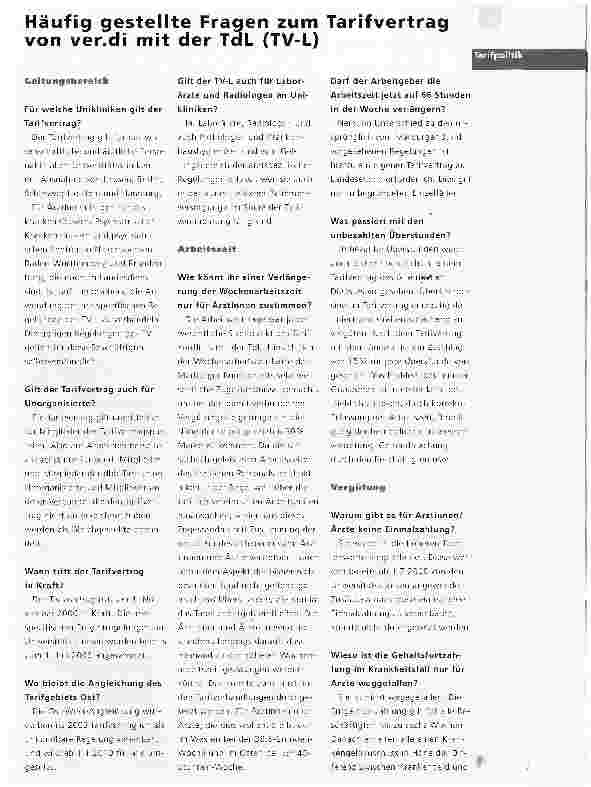 Vorschauseite 1: Häufig gestellte Fragen zum Tarifvertrag von ver.di mit der TdL (TV-L)