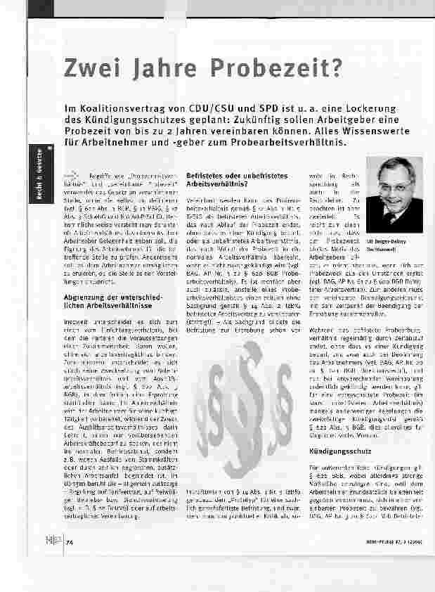 Vorschauseite 1: Zwei Jahre Probezeit?
