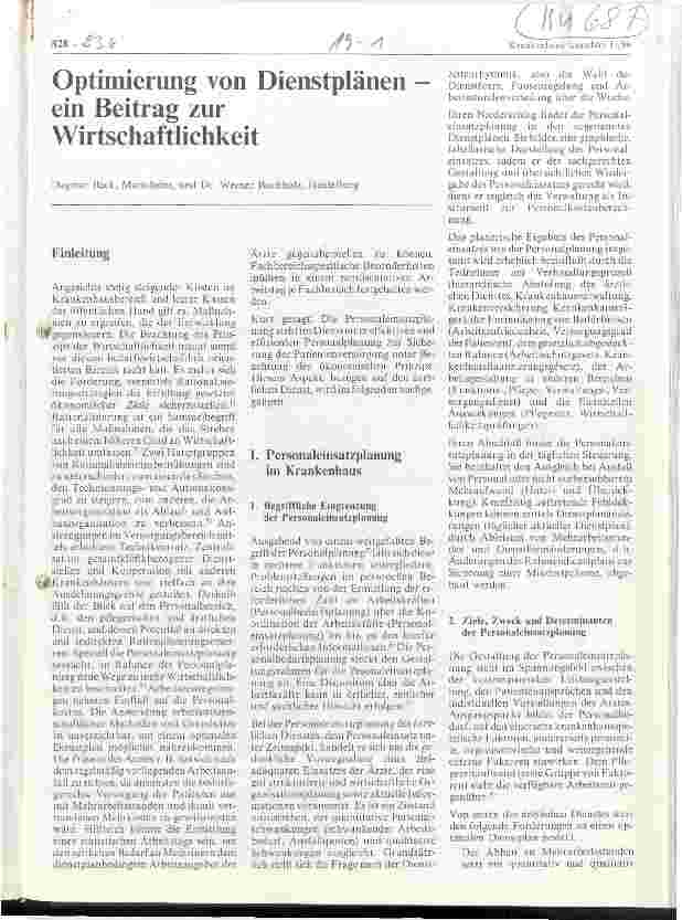 Vorschauseite 1: Optimierung von Dienstplänen - ein Beitrag zur Wirtschaftlichkeit