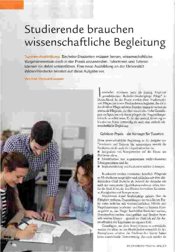 Vorschauseite 1: Studierende brauchen wissenschaftliche Begleitung