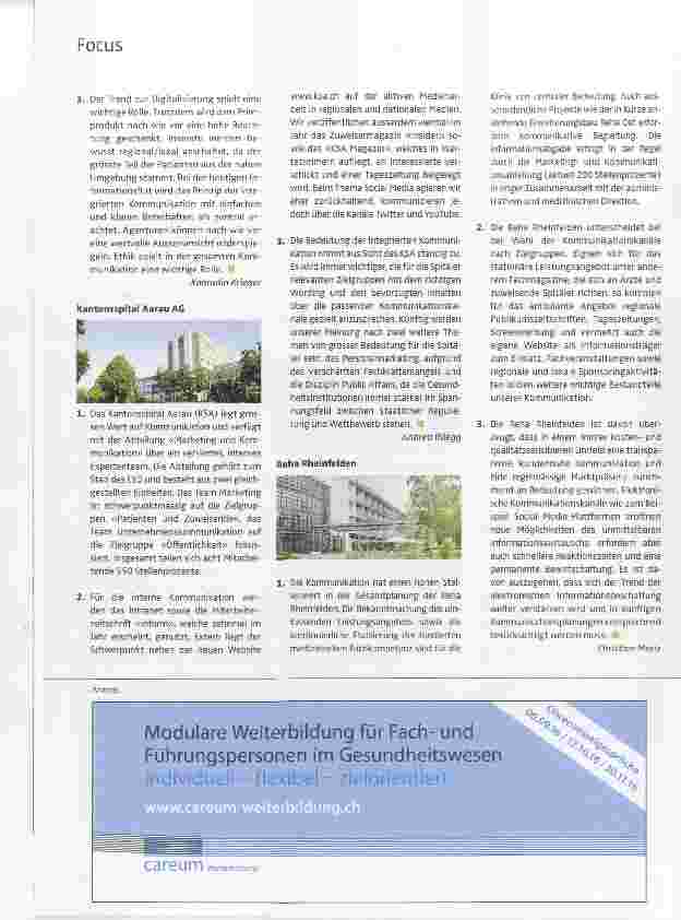 Vorschauseite 3: Warum und wie die Spitäler ihre Kommunikation verstärken