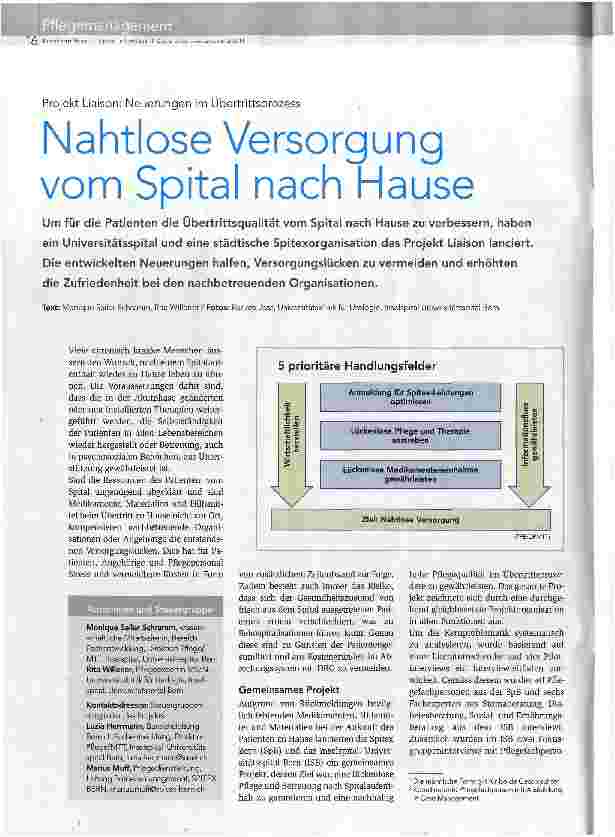 Vorschauseite 1: Nahtlose Versorgung vom Spital nach Hause
