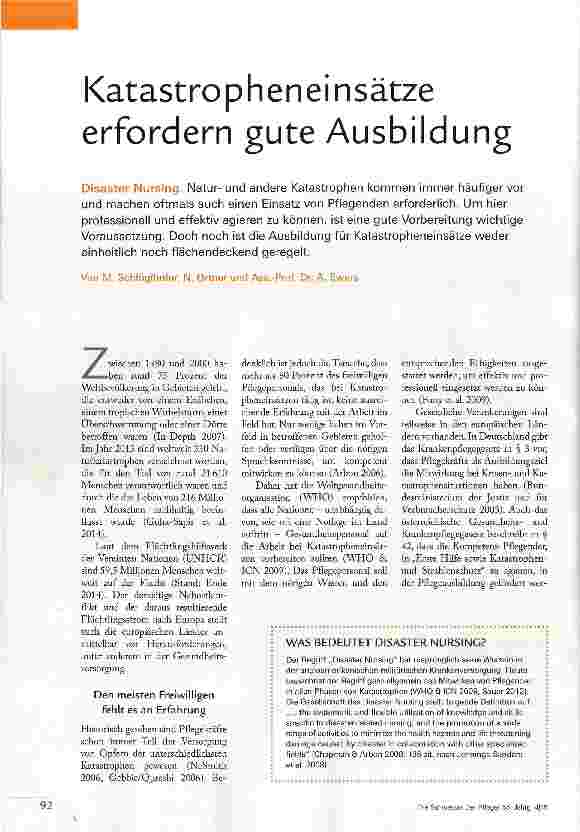 Vorschauseite 1: Katastropheneinsätze erfordern gute Ausbildung