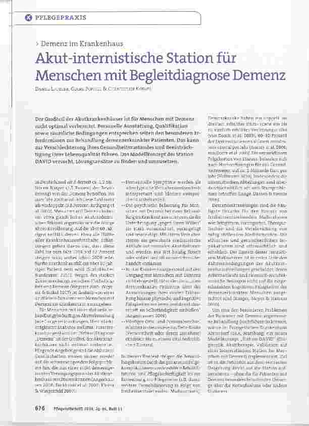 Vorschauseite 1: Akut-internistische Station für Menschen mit Begleitdiagnose Demenz