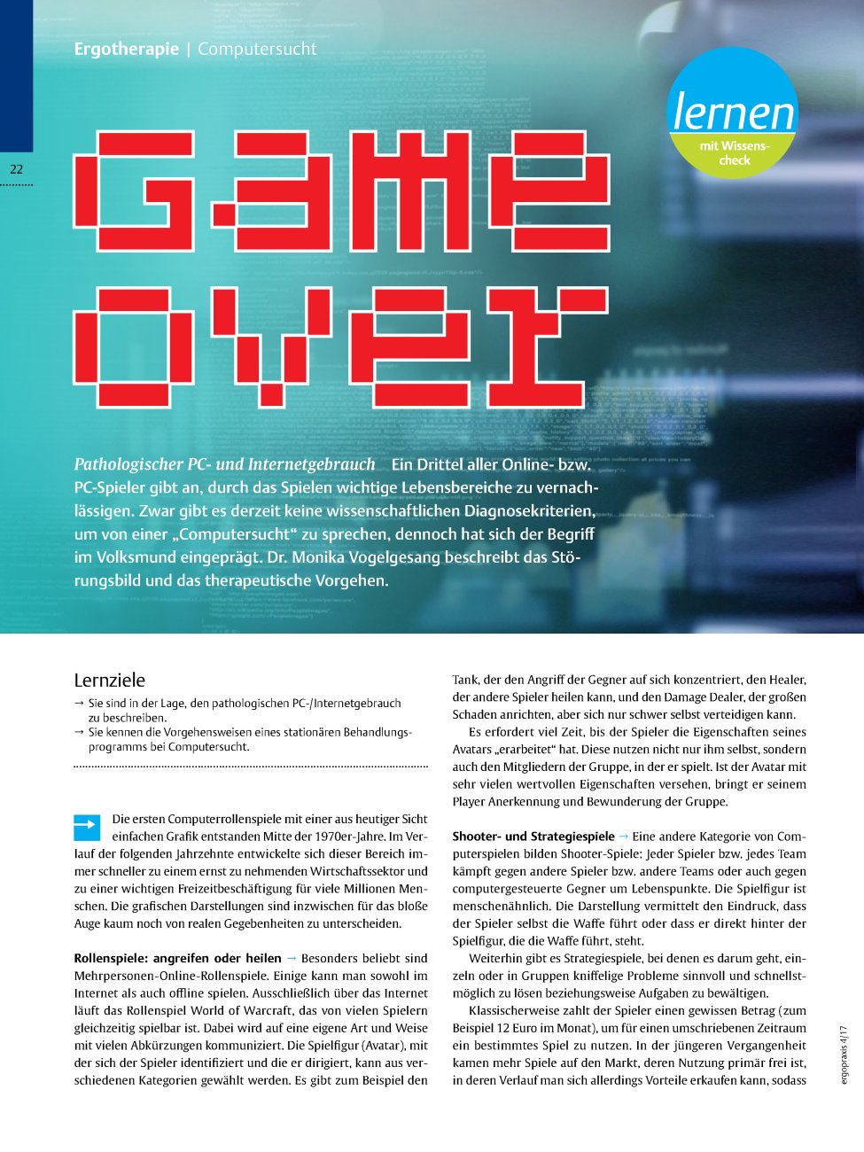 Vorschauseite 1: Pathologischer PCund Internetgebrauch? Game Over