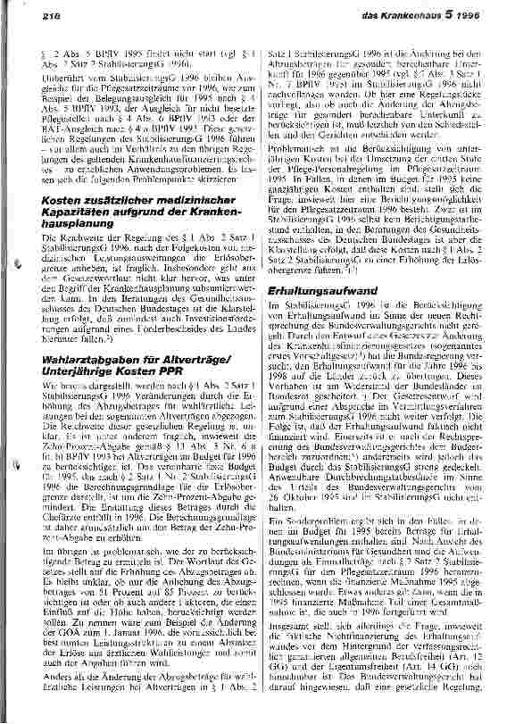 Vorschauseite 2: Stabilisierungsgesetz 1996 - Umsetzungshinweise für die Praxis