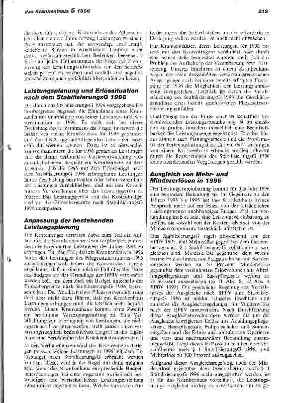 Vorschauseite 3: Stabilisierungsgesetz 1996 - Umsetzungshinweise für die Praxis