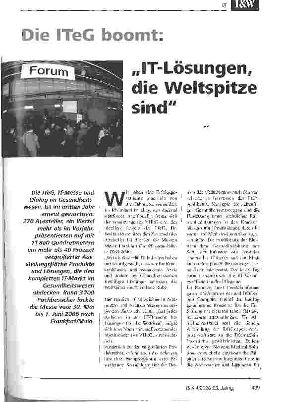 Vorschauseite 1: Die ITeG boomt:IT-Lösungen, die Weltspitze sind