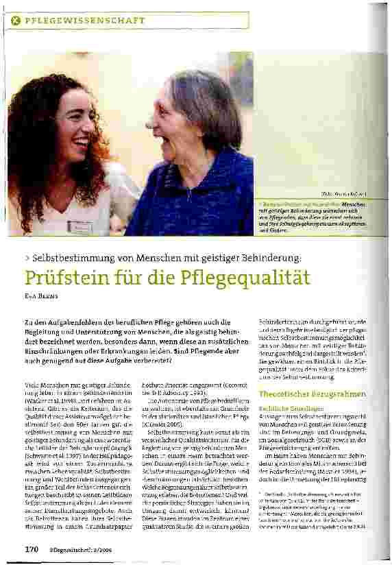 Vorschauseite 1: Prüfstein für die Pflegequalitä