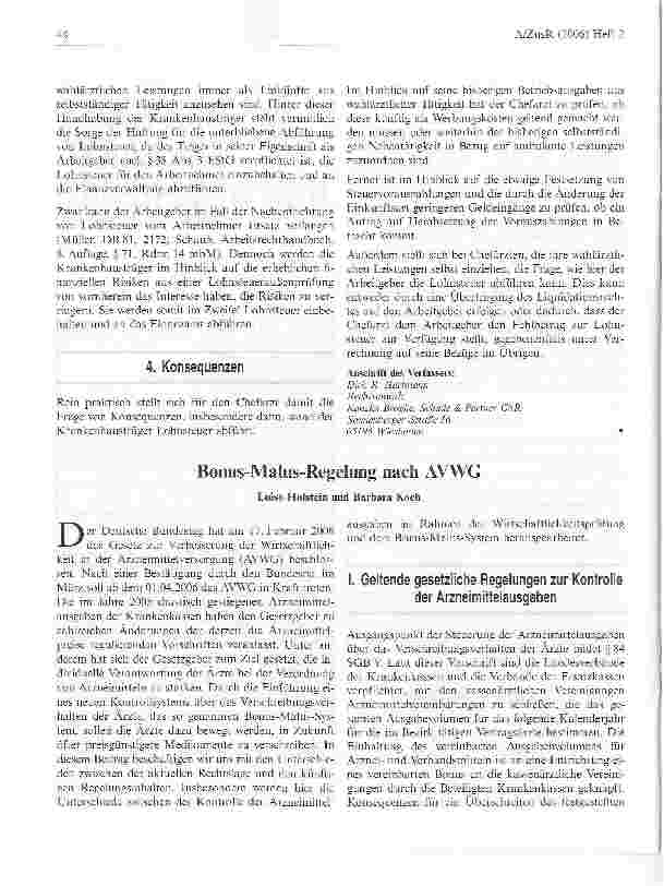 Vorschauseite 1: Bonus-Malus-Regelung nach AVWG
