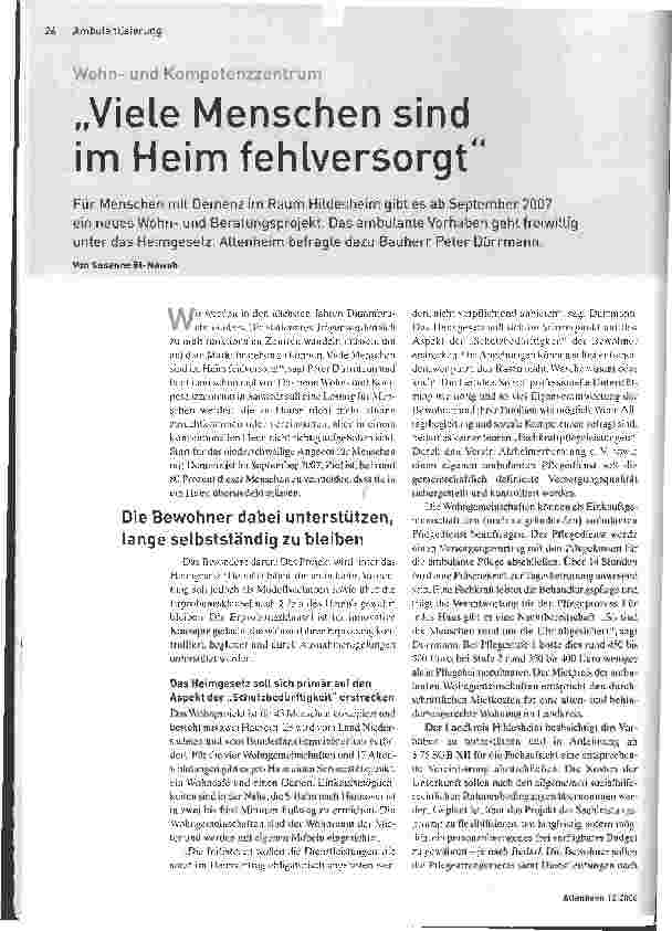 Vorschauseite 1: Viele Menschen sind im Heim fehlversorgt