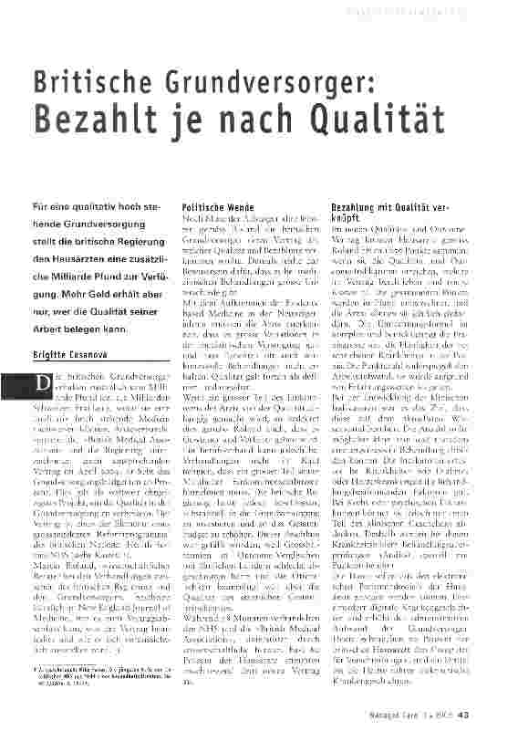 Vorschauseite 1: Britische Grundversorger: Bezahlt je nach Qualität