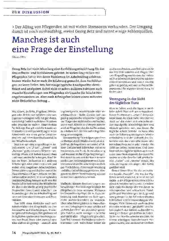 Vorschauseite 1: Manches ist auch eine Frage der Einstellung